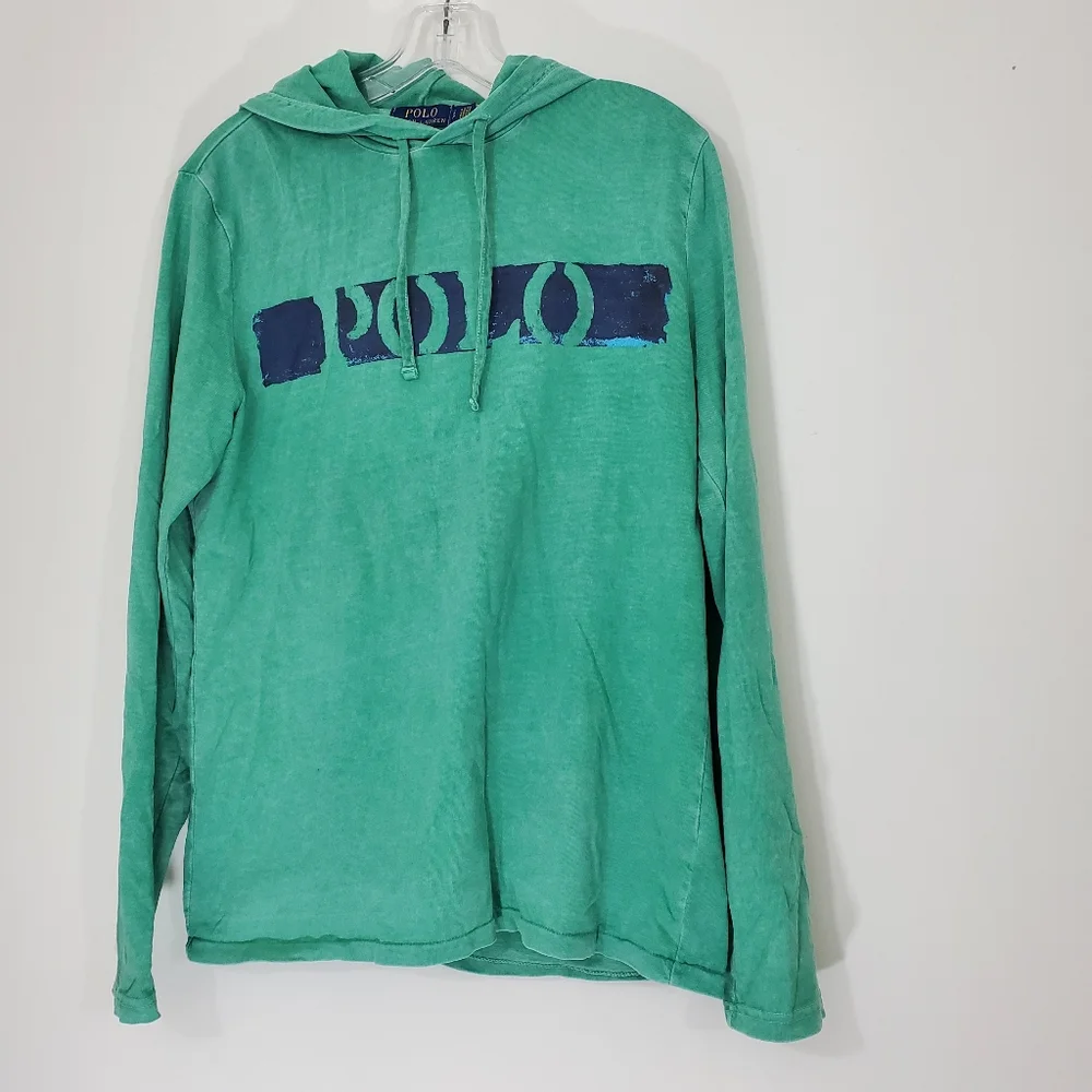 Polo Ralph Lauren 100% Cotton Green Pullover Hoodie, Size Small